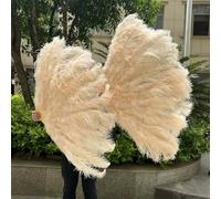 Ostrich Feather Fans, Ostrich Feather Fan Foldable Hand Held Dance Performance Props Multicolor Big & Small Multiple Sizes(19 Champagne,Big Fan 10 PCS)