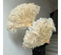 Ostrich Feather Fans, Ostrich Feather Fan Foldable Hand Held Dance Performance Props Multicolor Big & Small Multiple Sizes(47 Dark Khaki,Small fan 10 PCS)