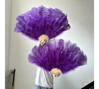 Ostrich Feather Fans, Ostrich Feather Fan Foldable Hand Held Dance Performance Props Multicolor Big & Small Multiple Sizes(15 Purple,Small fan 10 PCS)