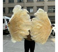 Ostrich Feather Fans, Ostrich Feather Fan Foldable Hand Held Dance Performance Props Multicolor Big & Small Multiple Sizes(48 Dark Beige,Small fan 10 PCS)