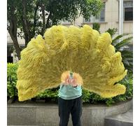 Ostrich Feather Fans, Ostrich Feather Fan Foldable Hand Held Dance Performance Props Multicolor Big & Small Multiple Sizes(32 Olive green,Small fan 10 PCS)