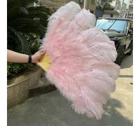 Ostrich Feather Fans, Ostrich Feather Fan Foldable Hand Held Dance Performance Props Multicolor Big & Small Multiple Sizes(24 Light pink,Small fan 10 PCS)