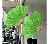 Ostrich Feather Fans, Ostrich Feather Fan Foldable Hand Held Dance Performance Props Multicolor Big & Small Multiple Sizes(10 green,Small fan 10 PCS)