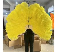 Ostrich Feather Fans, Ostrich Feather Fan Foldable Hand Held Dance Performance Props Multicolor Big & Small Multiple Sizes(9 Yellow,Big Fan 10 PCS)