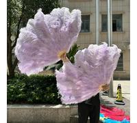 Ostrich Feather Fans, Ostrich Feather Fan Foldable Hand Held Dance Performance Props Multicolor Big & Small Multiple Sizes(21 Light purple,Small fan 10 PCS)