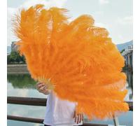Ostrich Feather Fans, Ostrich Feather Hand Fans For Performance Dance Wedding Carnival Multicolor Various Sizes(Orange,1PCS 100CM)
