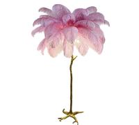 Ostrich Feather Floor Lamp with Natural Ostrich Feathers in 3 Colors 3 Adjustable Intensity Levels and 3 LED E14 Bulbs 60x60 cm for Bedroom/Dining Room/Living Room