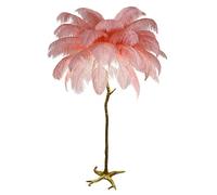 Ostrich Feather Floor Lamp with Natural Ostrich Feathers in 3 Colors 3 Adjustable Intensity Levels and 3 LED E14 Bulbs 60x60 cm for Bedroom/Dining Room/Living Room