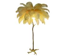 Ostrich Feather Floor Lamp with Natural Ostrich Feathers in 3 Colors 3 Adjustable Intensity Levels and 3 LED E14 Bulbs 60x60 cm for Bedroom/Dining Room/Living Room