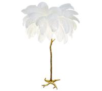 Ostrich Feather Floor Lamp with Natural Ostrich Feathers in 3 Colors 3 Adjustable Intensity Levels and 3 LED E14 Bulbs 60x60 cm for Bedroom/Dining Room/Living Room