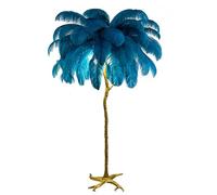 Ostrich Feather Floor Lamp with Natural Ostrich Feathers in 3 Colors 3 Adjustable Intensity Levels and 3 LED E14 Bulbs 60x60 cm for Bedroom/Dining Room/Living Room