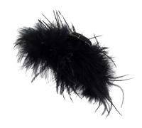 Ostrich Feather Hair Clip - Fluffy Hair Claw - Black Handle for Head, Volume Binder | Stylish Trendy Piece with Pom Closure