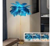 Ostrich Feather lamp,black pink Gold Floor lamp feather led standing lamp for Daughter's Room can be DIY Applicable to living room lamp decoration (sky blue)