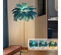 Ostrich Feather lamp,black pink Gold Floor lamp feather led standing lamp for Daughter's Room can be DIY Applicable to living room lamp decoration ( peacock blue )
