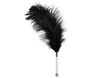 Ostrich Feather Tickler with Short Acrylic Handle (Black)