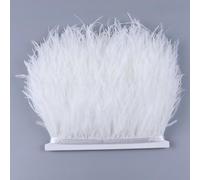 Ostrich Feather Trim Ribbon Long Ostrich Fringe Feathers for Crafts Dress/Skirt Sewing Accessory White1 8-10 CM