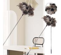 Ostrich Feathers Duster,Extendable Ostrich Feather Duster,Household Dusters with Wooden Handles, Anti Static Dust Removal Cleaning Tool for Home Office Garden Furniture Bookshelf Keyboard (2)