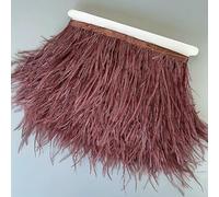 Ostrich Feathers Trim 13-18CM 5-7inch Feather Plumes Ribbon Selvage for DIY Wedding Dress Decoration Crafts Accessories-Dark Leather Pink-2 Meters