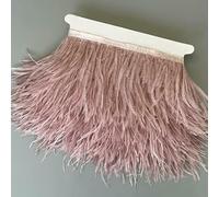 Ostrich Feathers Trim 13-18CM 5-7inch Feather Plumes Ribbon Selvage for DIY Wedding Dress Decoration Crafts Accessories-Leather Pink-2 Meters