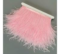 Ostrich Feathers Trim 13-18CM 5-7inch Feather Plumes Ribbon Selvage for DIY Wedding Dress Decoration Crafts Accessories-Pink-2 Meters