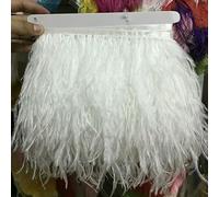 Ostrich Feathers Trim 13-18CM 5-7inch Feather Plumes Ribbon Selvage for DIY Wedding Dress Decoration Crafts Accessories-White-2 Meters