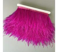 Ostrich Feathers Trim 13-18CM 5-7inch Feather Plumes Ribbon Selvage for DIY Wedding Dress Decoration Crafts Accessories-hot Pink-2 Meters