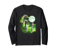 Ostrich Howling at The Moon Green tie dye 3 Ostriches Long Sleeve T-Shirt