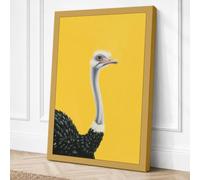 Ostrich on Yellow Modern Canvas Wall Art Print 18x12 Inch (46 x 30 cm)