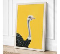 Ostrich on Yellow Modern Canvas Wall Art Print 30x20 Inch (76 x 51 cm)
