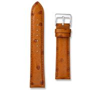 Ostrich Pattern Calf Leather Watch Strap | 18mm Light Brown | Gold and Silver Buckles | Exotic Luxury Vintage Band | Men and Ladies Watchstrap | Spring Bars and Tool Included (18mm, Tan)