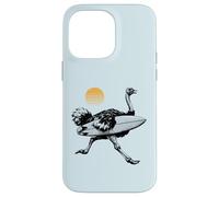 Ostrich running with Surfboard, Retro Sun, Summer Surfing Case for iPhone 14 Pro Max