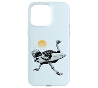 Ostrich running with Surfboard, Retro Sun, Summer Surfing Case for iPhone 15 Pro Max