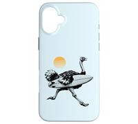 Ostrich running with Surfboard, Retro Sun, Summer Surfing Case for iPhone 16 Plus