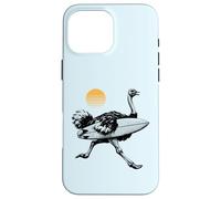 Ostrich running with Surfboard, Retro Sun, Summer Surfing Case for iPhone 16 Pro Max