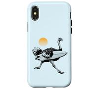 Ostrich running with Surfboard, Retro Sun, Summer Surfing Case for iPhone X/XS