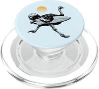 Ostrich running with Surfboard, Retro Sun, Summer Surfing PopSockets PopGrip for MagSafe