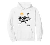 Ostrich running with Surfboard, Retro Sun, Summer Surfing Pullover Hoodie
