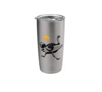 Ostrich Running with Surfboard, Retro Sun, Summer Surfing Stainless Steel Insulated Tumbler