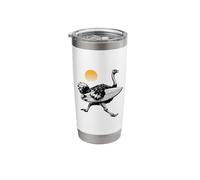 Ostrich Running with Surfboard, Retro Sun, Summer Surfing Stainless Steel Insulated Tumbler