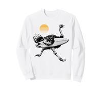 Ostrich running with Surfboard, Retro Sun, Summer Surfing Sweatshirt