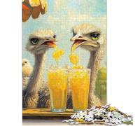 Ostriches Enjoying Lemonade Puzzle 100% Recycled Cardboard Premium Cardboard Jigsaw Puzzle for Adult Children 500pcs (52x38cm)