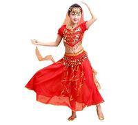 Ostume Kids Egyptian Costume Fireman Girls Dance Ballet Outfit Astronaut Indian Ethnic Wear for Victorian School Girl Flash Dress Up Dancing Cowgirl Sequin Jumpsuit,Red-2,7-8 Years