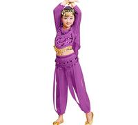 Ostume Kids Egyptian Dress Up Girls Roman Day Costume Policeman Dance Costumes Fireman Astronaut Teen Clothes Pants Scarf Sequin Skirt Cowgirl Outfit Flash Pink Jumpsuit,B-Purple,5-6 Years