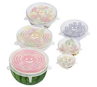 OstWony 6PCS Silicone Stretch Lids, Four Specifications of Reusable Silicone Bowl Cover, Suitable for Various Food Containers, High and Low Temperature Scenarios (Microwave Ovens, Freezers)