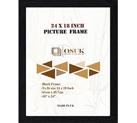 OSUK 24x18 Black Photo Frame - Large Frame 61 x 45.7cm - 18 x 24 Inch Picture Frame With Clear Perspex Front & Wall Mounting Hook - Black 24" x 18" Poster Frames