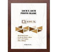 OSUK 40x50cm Dark Oak Picture Frame - Large 50 x 40cm Photo Frames with Safe Perspex Front & Wall Hanging Hooks - Dark Oak 50cm x 40cm Poster Frames