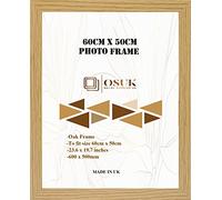 OSUK 50x60cm Oak Picture Frame - Large 60 x 50cm Photo Frames with Safe Perspex Front & Wall Hanging Hooks - Oak 60cm x 50cm Poster Frames
