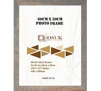 OSUK 50x60cm Rustic Silver Picture Frame - Large 60 x 50cm Photo Frames with Safe Perspex Front & Wall Hanging Hooks - Rustic Silver 60cm x 50cm Poster Frames