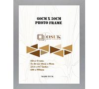 OSUK 50x60cm Silver Picture Frame - Large 60 x 50cm Photo Frame with Safe Perspex Front & Wall Hanging Hooks - Silver 60cm x 50cm Poster Frames