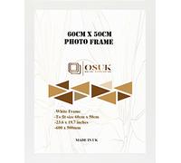 OSUK 50x60cm White Picture Frame - Large 60 x 50cm Photo Frame with Safe Perspex Front & Wall Hanging Hooks - White 60cm x 50cm Poster Frames